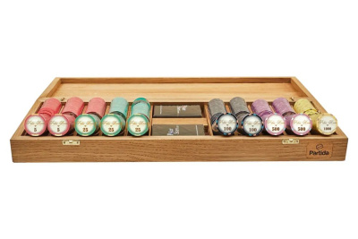 Набор для покера Valentino Poker Room Ceramic на 500 фишек в дубовом кейсе, Partida