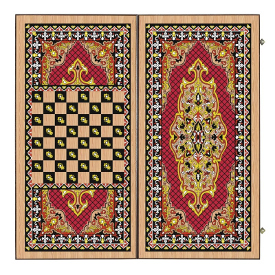 картинка Шахматы + нарды + шашки "Сирия Красные" большие от магазина Gamesdealer.ru