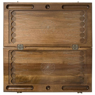 картинка Нарды резные "Армянский узор" с серебром 60 орех, Haleyan от магазина Gamesdealer.ru