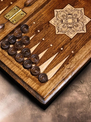 картинка Нарды резные "Золотой Узор 1" 30, Mirzoyan от магазина Gamesdealer.ru