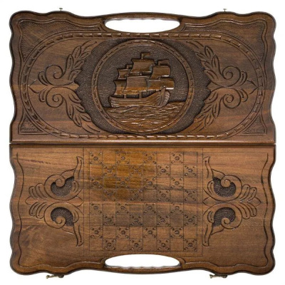 картинка Нарды резные "Корабль" с ручкой 50, Haleyan от магазина Gamesdealer.ru