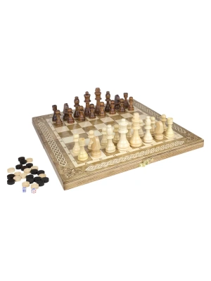 картинка Шахматы + Шашки + Нарды 3 в 1 "Амбассадор 1", 40 см, ясень, Partida от магазина Gamesdealer.ru