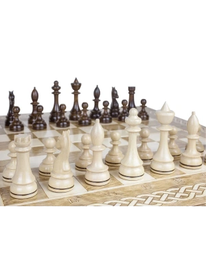 картинка Шахматы + Шашки + Нарды 3 в 1 "Амбассадор 2", 50 см, ясень, Partida от магазина Gamesdealer.ru