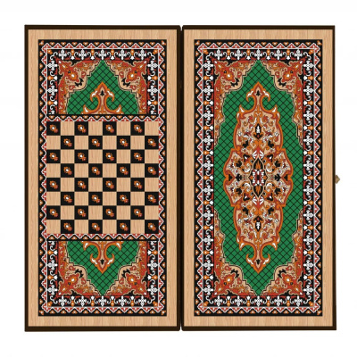 картинка Нарды + Шашки Сирия Зеленые средние (Россия, дерево, 50 см), Partida от магазина Gamesdealer.ru