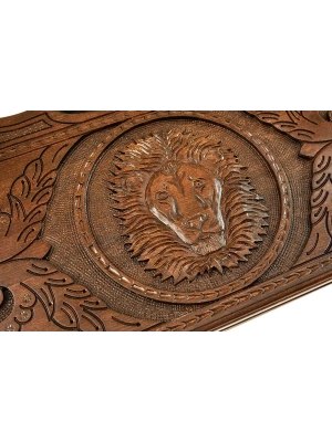 картинка Нарды резные "Лев 2" с ручкой 60, Haleyan от магазина Gamesdealer.ru