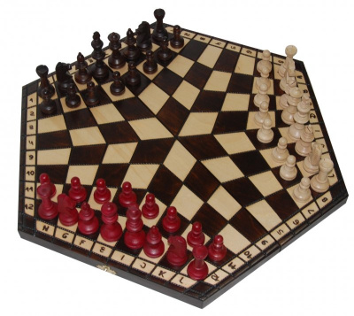 Шахматы "На троих" большие, Madon (деревянные, Польша)