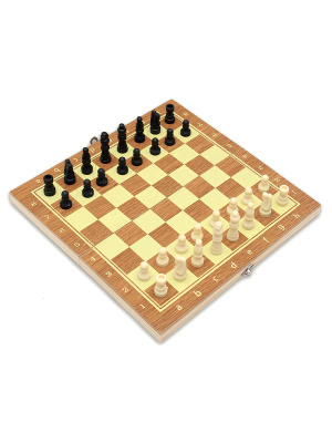 картинка Шахматы, нарды, шашки деревянные 3 в 1 (поле 24 см) фигуры из пластика от магазина Gamesdealer.ru