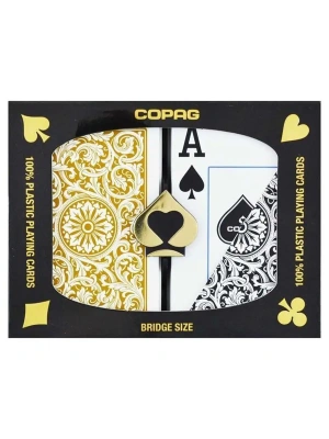 картинка Карты "Copag Poker Size Jumbo 1546 Double Deck (Black, Gold)" магазин Gamesdealer.ru являющийся официальным дистрибьютором в России  картинка Карты "Copag Poker Size Jumbo 1546 Double Deck (Black, Gold)" от магазина Gamesdealer.ru