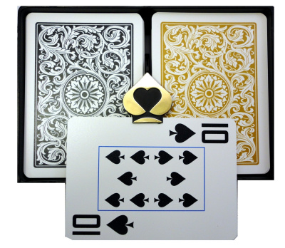 картинка Карты "1546 Plastic Bridge Size Jumbo Index black/gold Double-Deck Set" от магазина Gamesdealer.ru