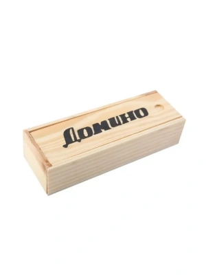 картинка Домино (пластиковые фишки) в деревянной коробке 18x6,5 см от магазина Gamesdealer.ru