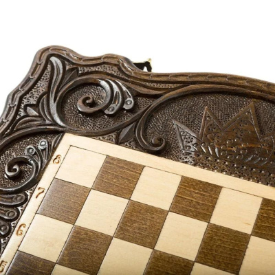 картинка Шахматы + нарды резные "Корона"  40, Haleyan от магазина Gamesdealer.ru