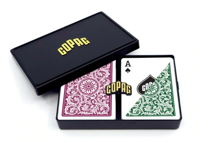 Карты "Legacy Plastic Poker Size Jumbo Index green/purple Double-Deck Set"