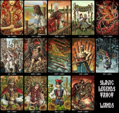 картинка Карты Таро The Slavic Legends Tarot - LARGE Version 14cm, Taroteca / Славянские Легенды 14 см, золот от магазина Gamesdealer.ru