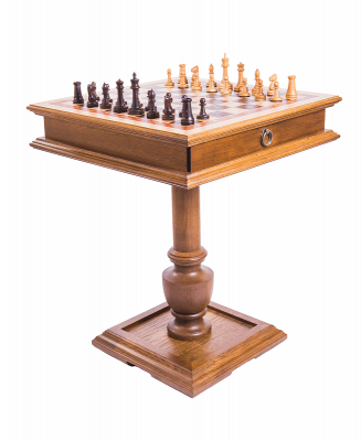 картинка Шахматный стол Эксклюзив, темный дуб, с фигурами Woodgame от магазина Gamesdealer.ru