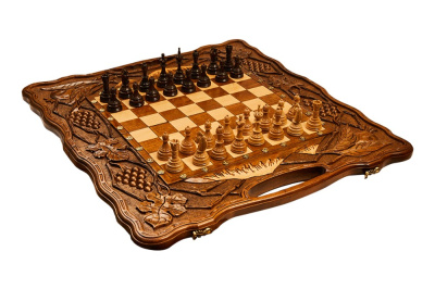 картинка Шахматы + нарды резные "Неркени" 60, с ручкой, Haleyan от магазина Gamesdealer.ru