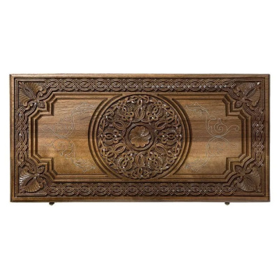 картинка Нарды резные "Армянский узор" с серебром 60 орех, Haleyan от магазина Gamesdealer.ru