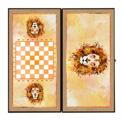 картинка Нарды + Шашки Сирия Лев Нуво средние (Россия, дерево, 50 см), Partida от магазина Gamesdealer.ru