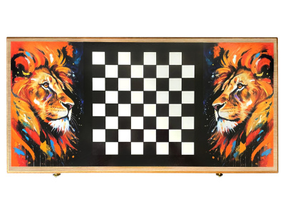 картинка Нарды + Шашки Сирия Лев Король большие (Россия, дерево, 60 см), Partida от магазина Gamesdealer.ru