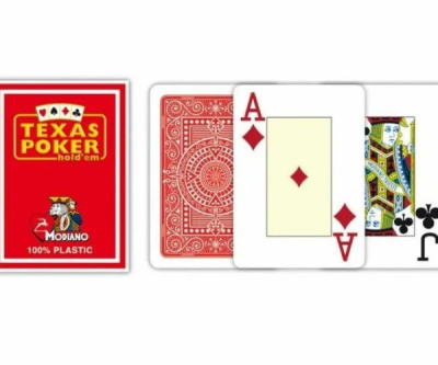 картинка Карты "Modiano Texas Poker" 100% plastic 2 jumbo index red от магазина Gamesdealer.ru