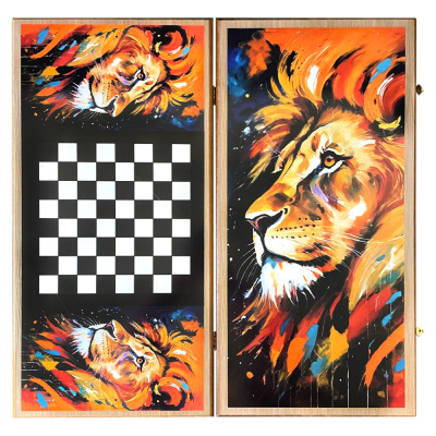 картинка Нарды + Шашки Сирия Лев Король большие (Россия, дерево, 60 см), Partida от магазина Gamesdealer.ru