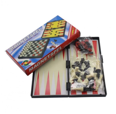 картинка Шахматы, нарды, шашки магнитные пластиковые 3 в 1 (поле 29 см) от магазина Gamesdealer.ru